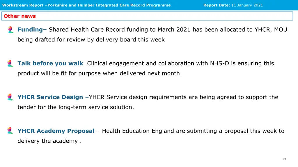 workstream report yorkshire and humber integrated 7
