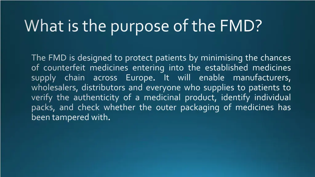 what is the purpose of the fmd