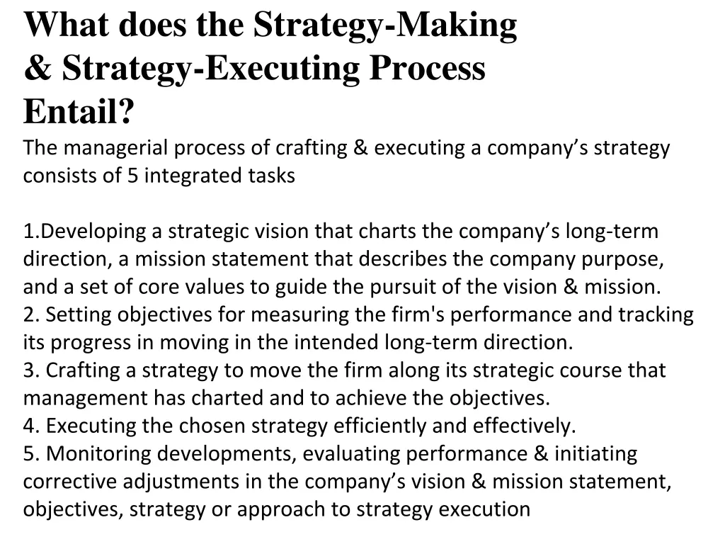 what does the strategy making strategy executing 1