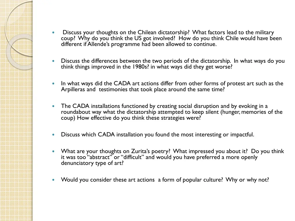 discuss your thoughts on the chilean dictatorship