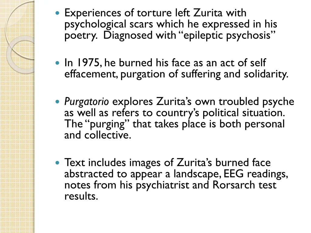 experiences of torture left zurita with
