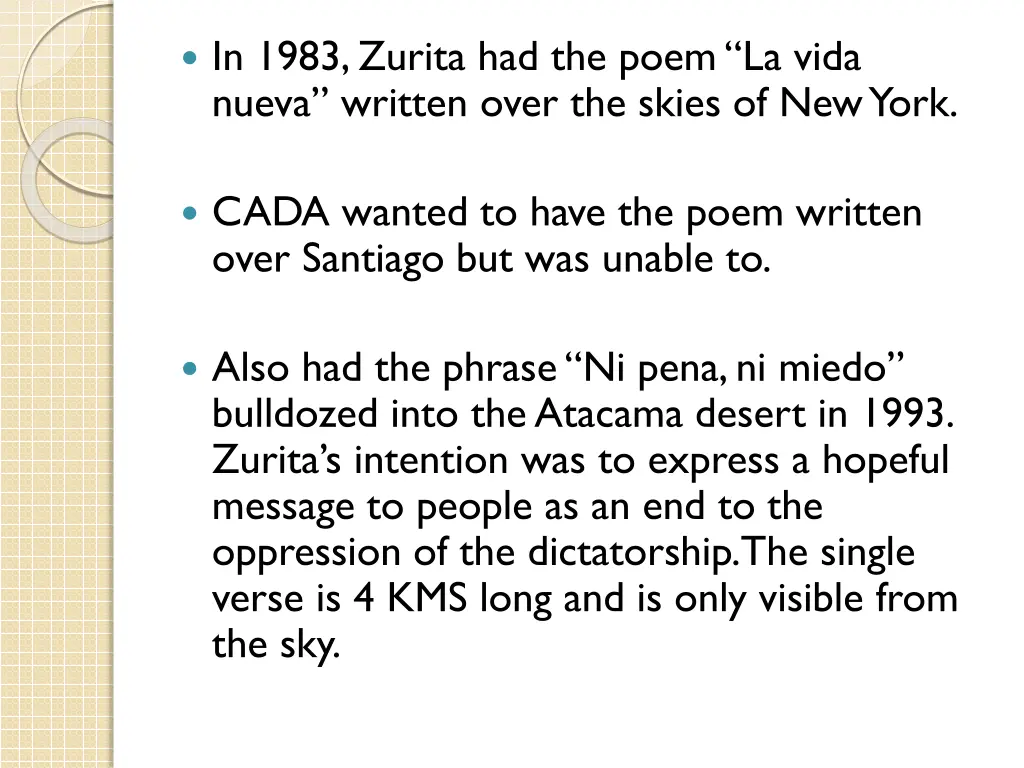 in 1983 zurita had the poem la vida nueva written
