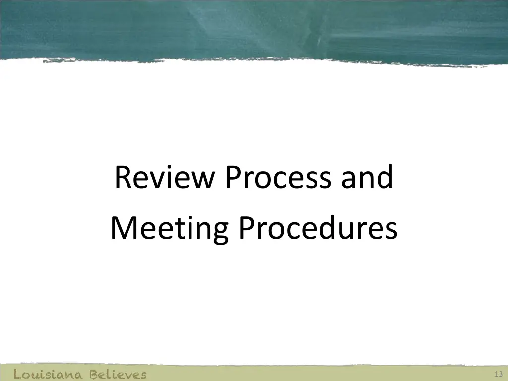 review process and meeting procedures