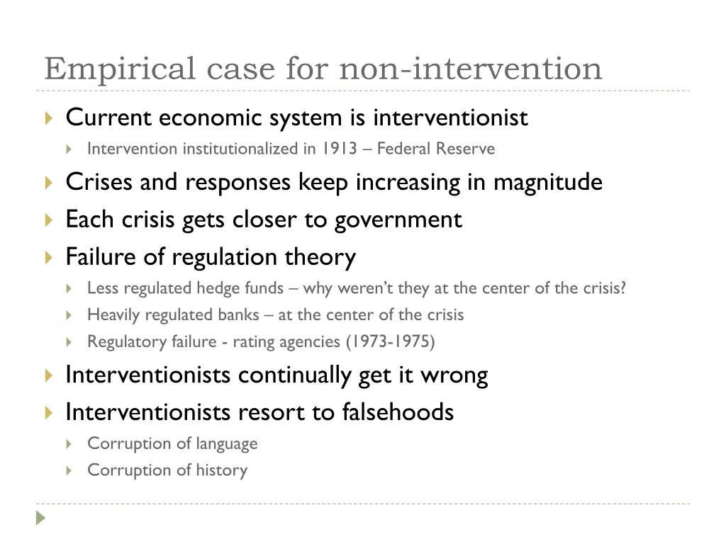 empirical case for non intervention