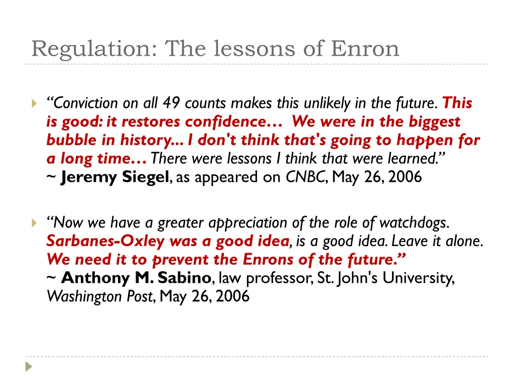 regulation the lessons of enron