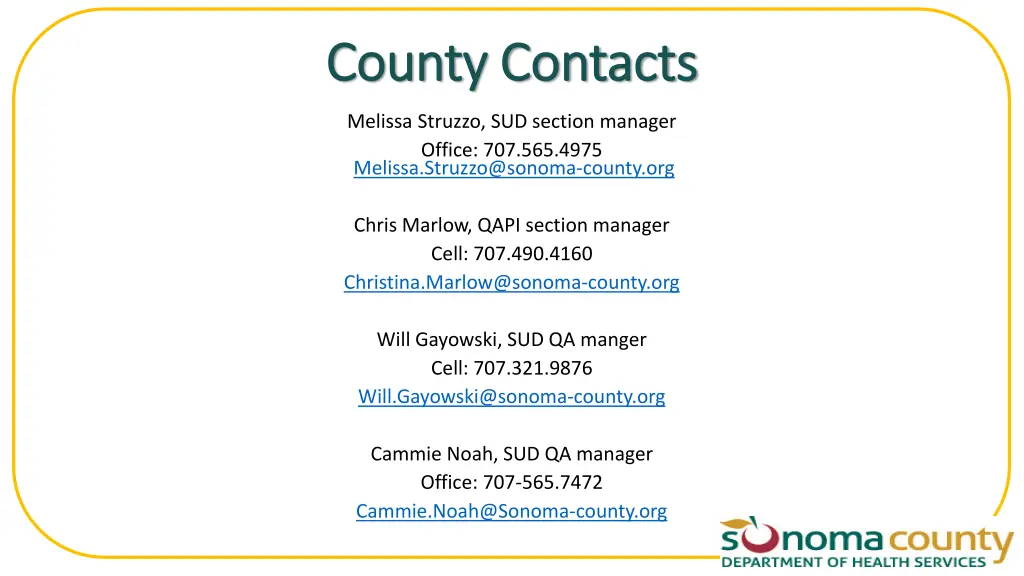 county contacts county contacts