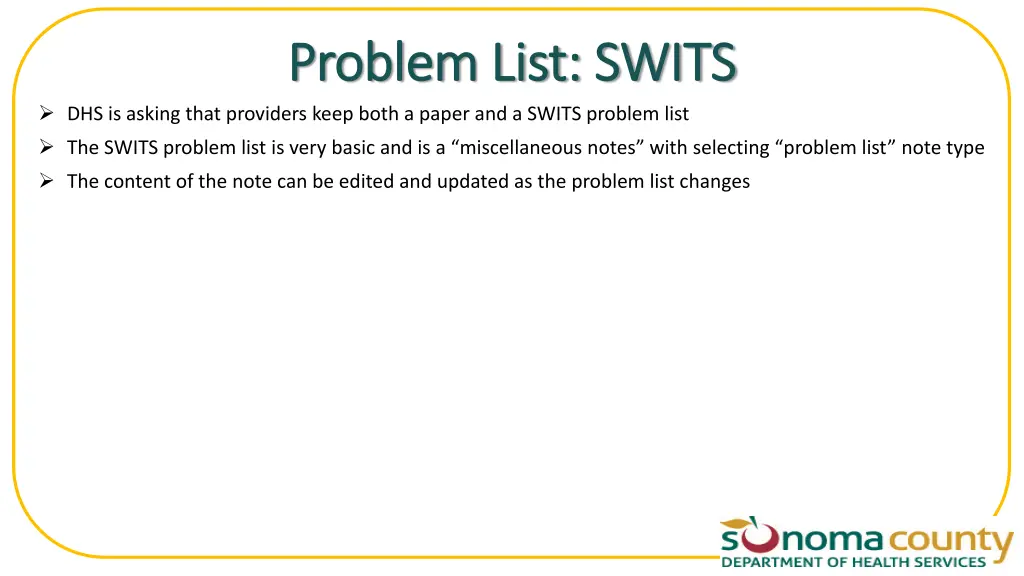 problem list swits problem list swits