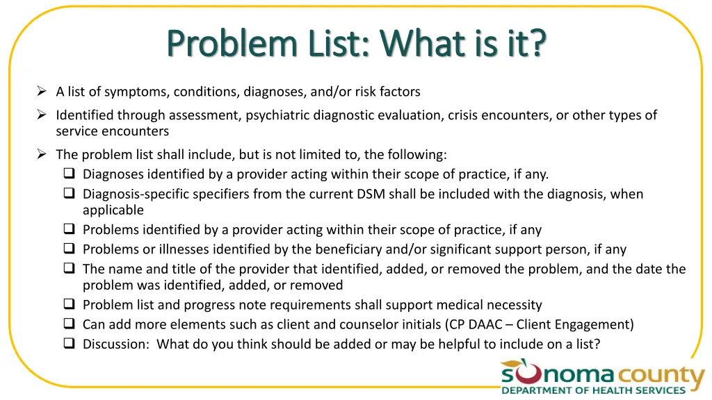 problem list what is it problem list what is it