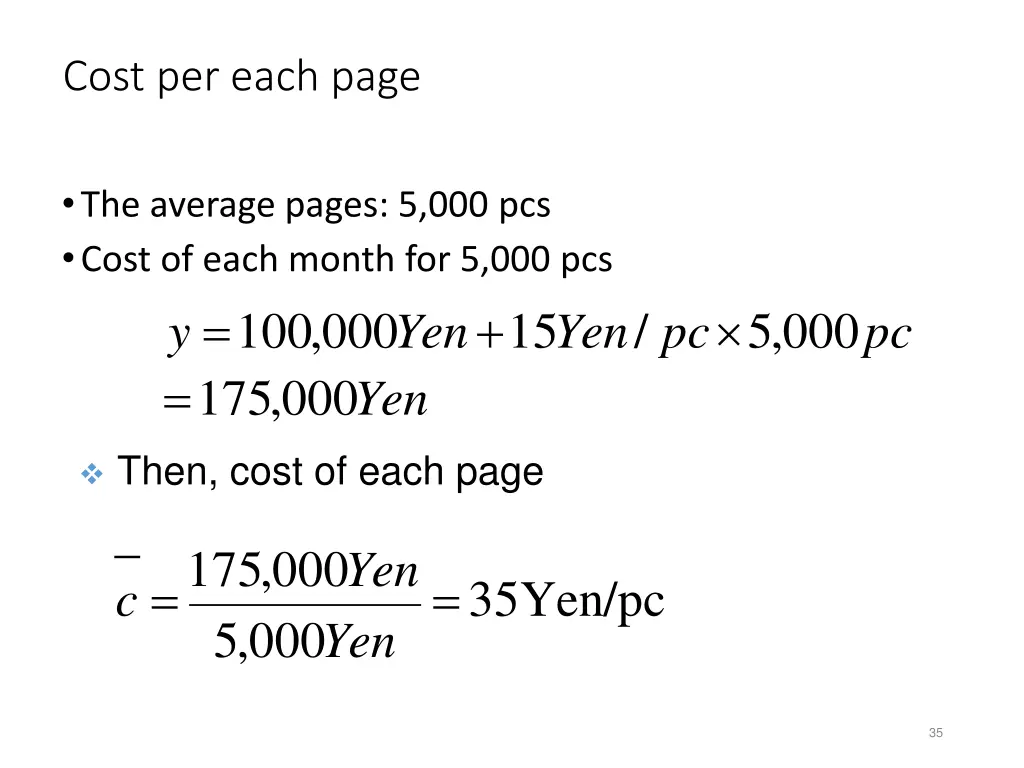 cost per each page