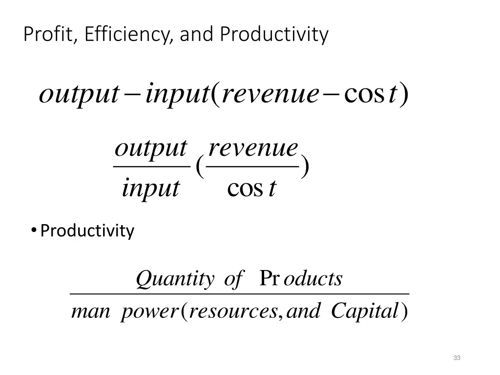 profit efficiency and productivity