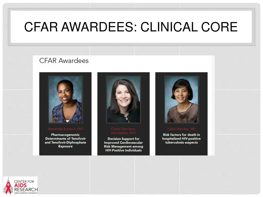 cfar awardees clinical core