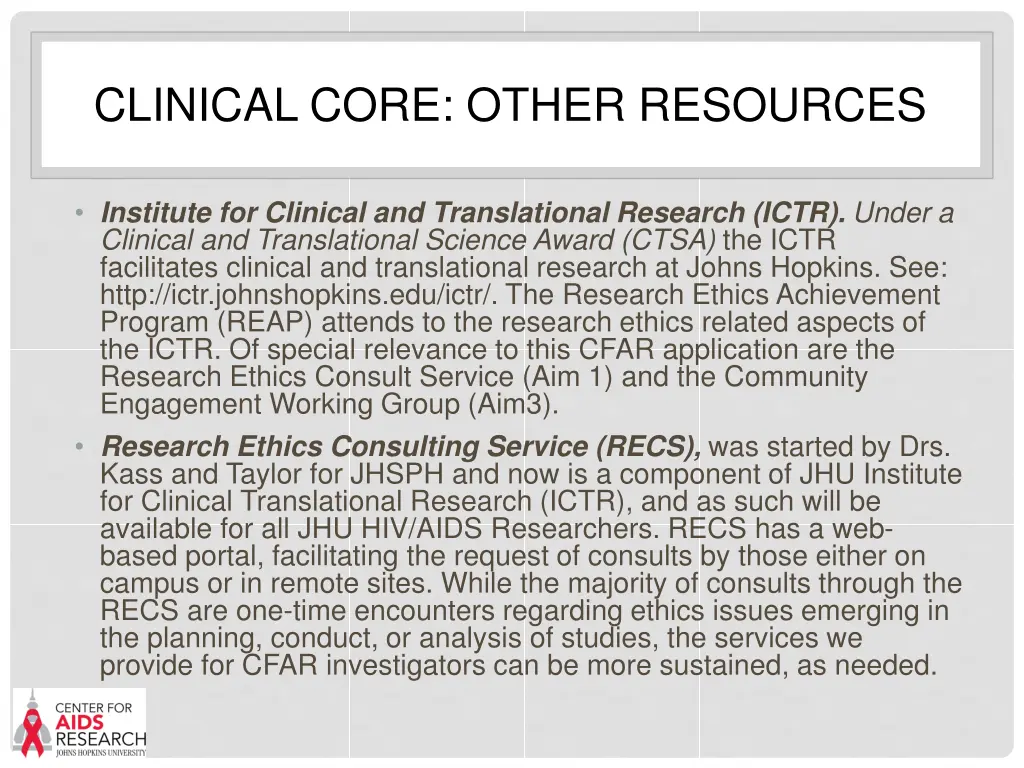 clinical core other resources 1