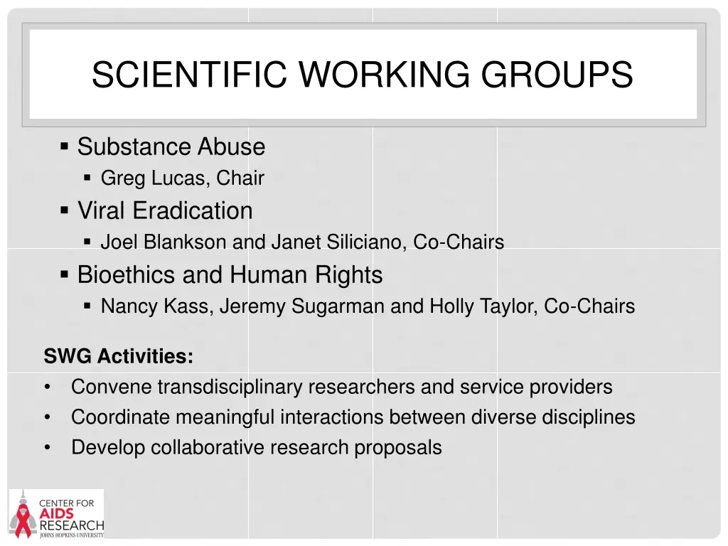 scientific working groups
