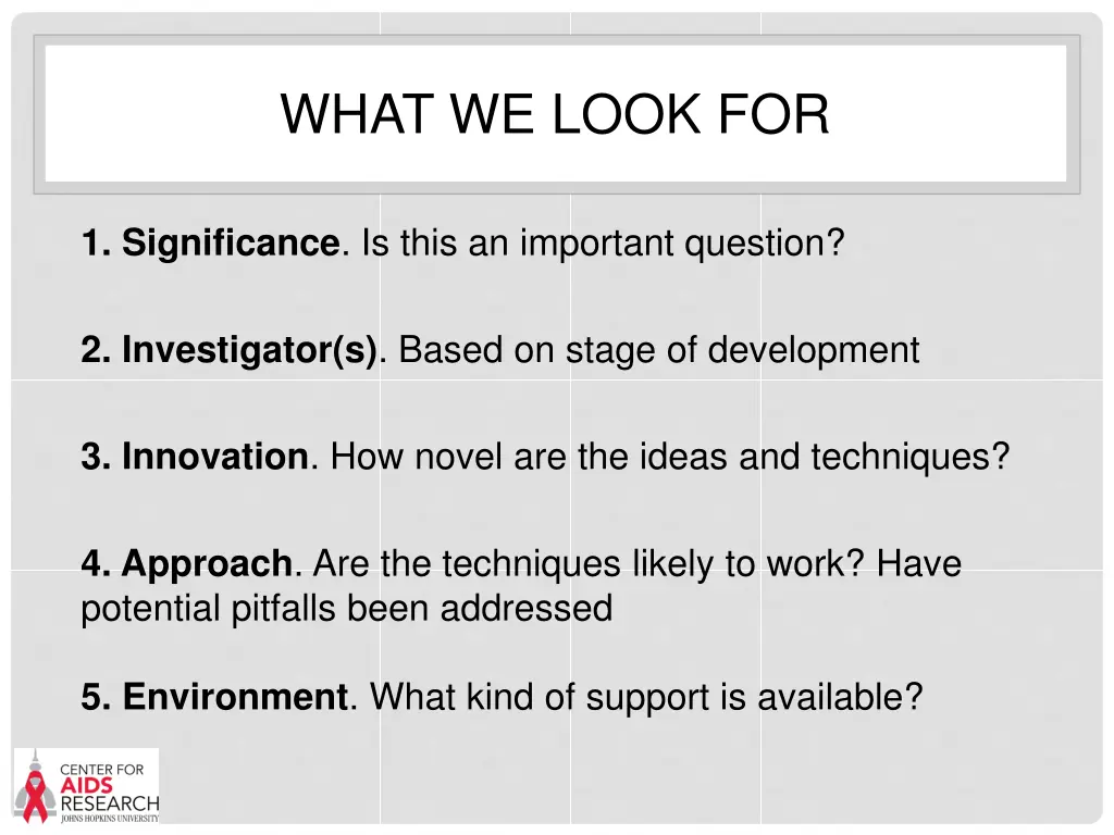 what we look for