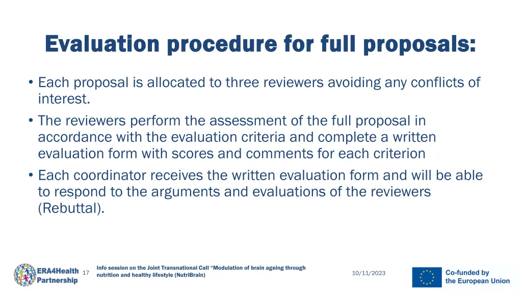 evaluation procedure for full proposals