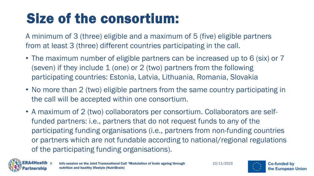 size of the consortium size of the consortium