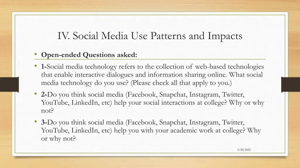 iv social media use patterns and impacts