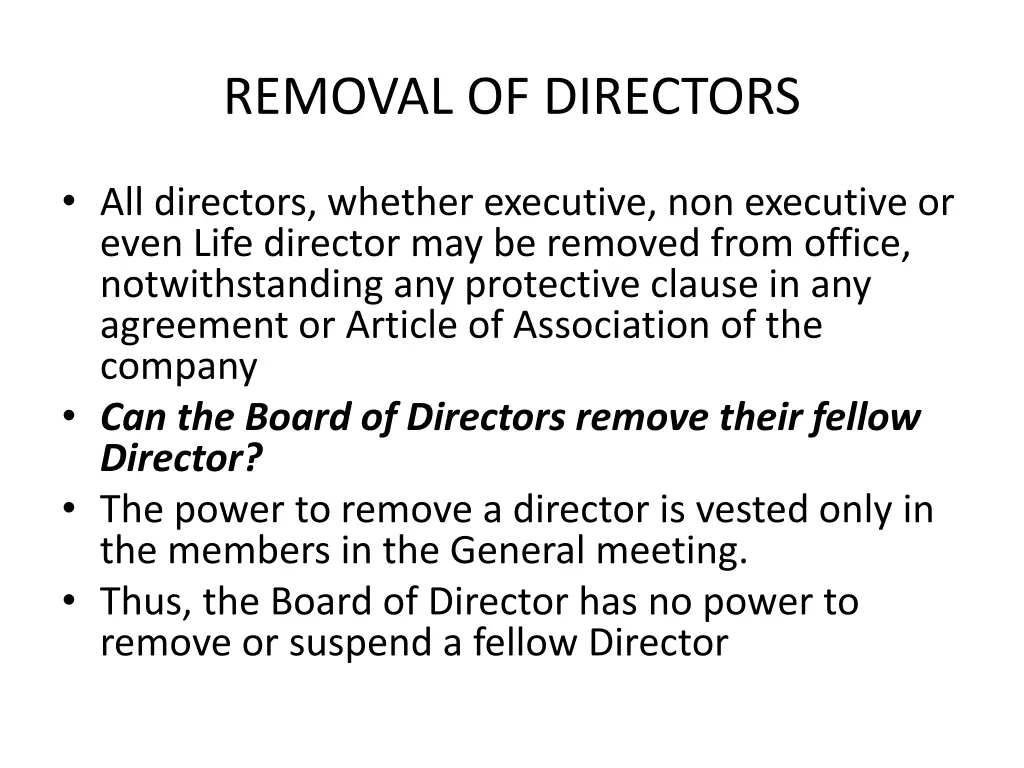 removal of directors