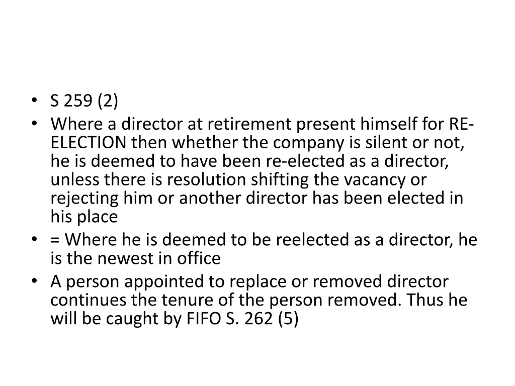 s 259 2 where a director at retirement present