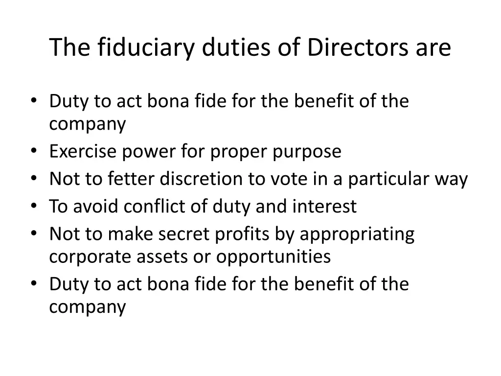 the fiduciary duties of directors are