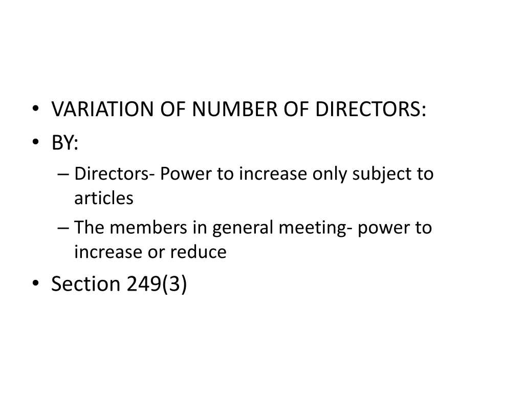 variation of number of directors by directors