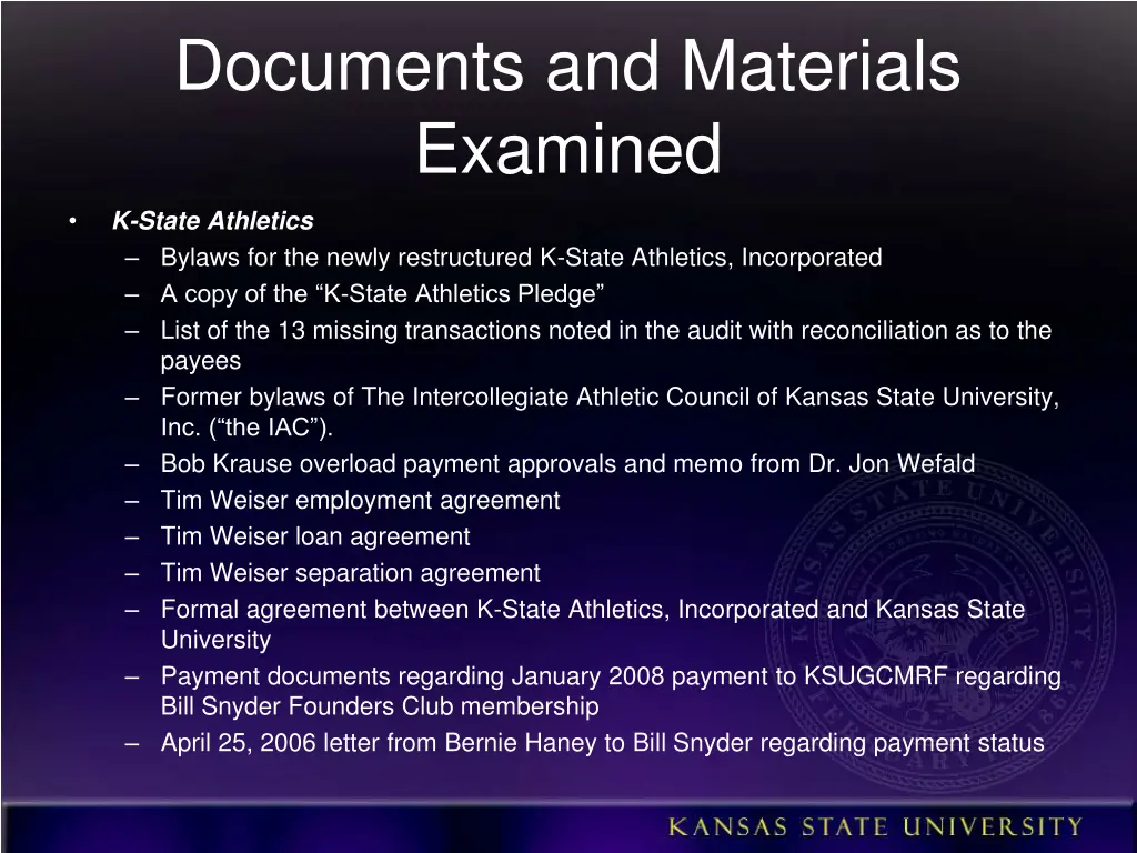 documents and materials examined 2