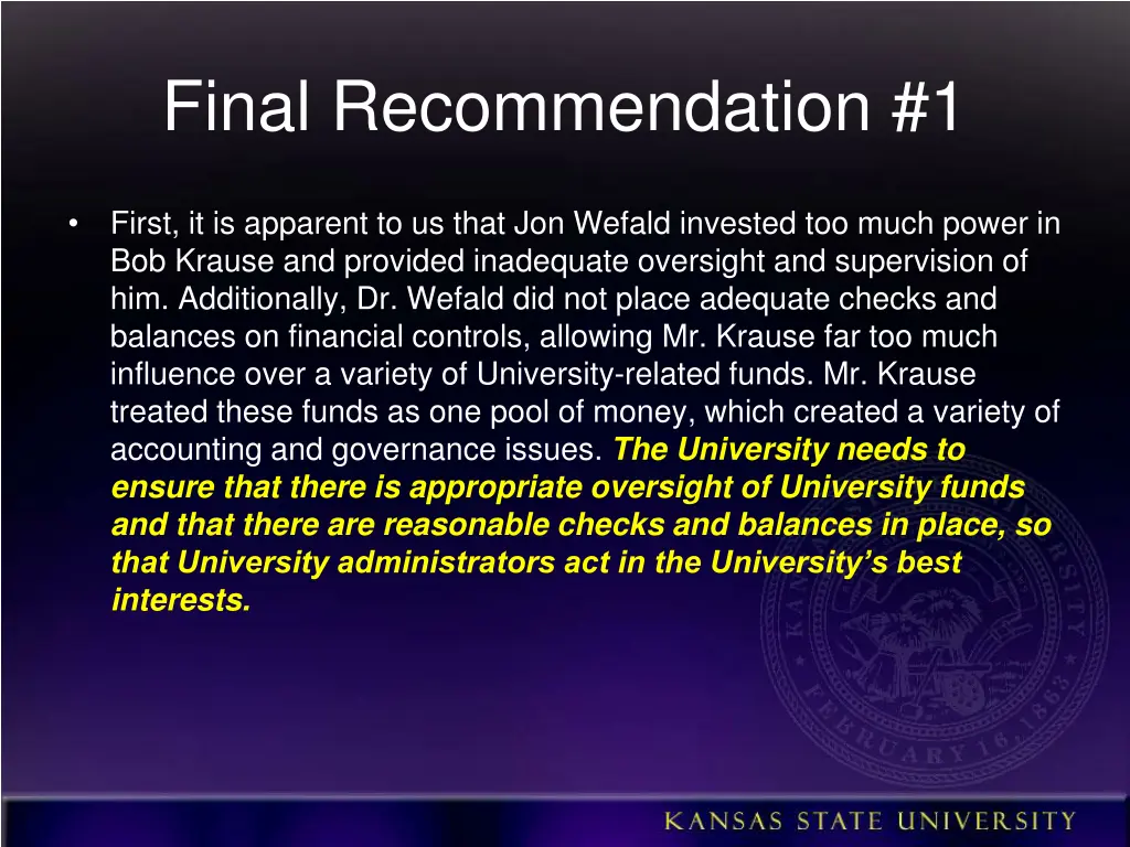 final recommendation 1