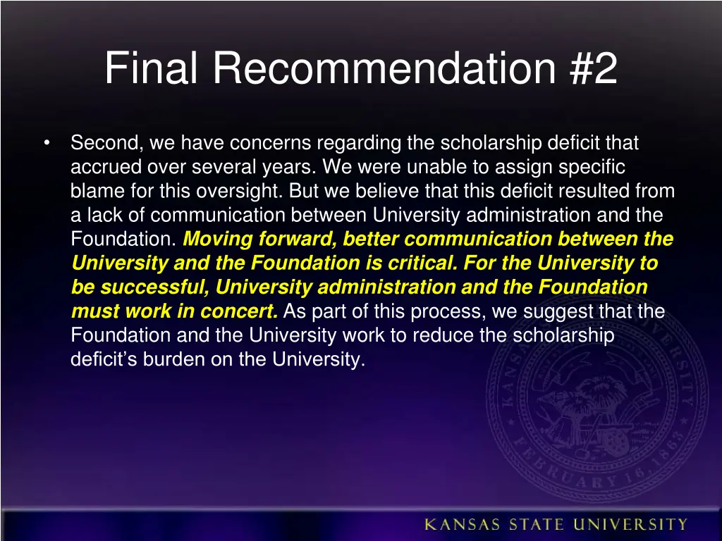 final recommendation 2