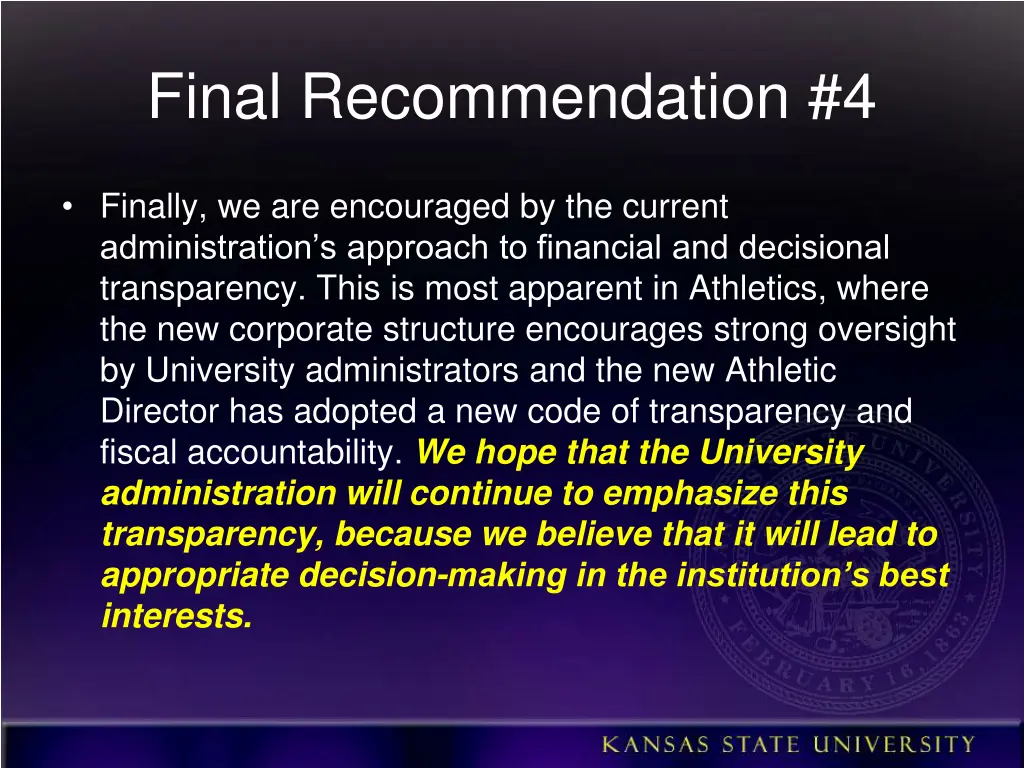 final recommendation 4