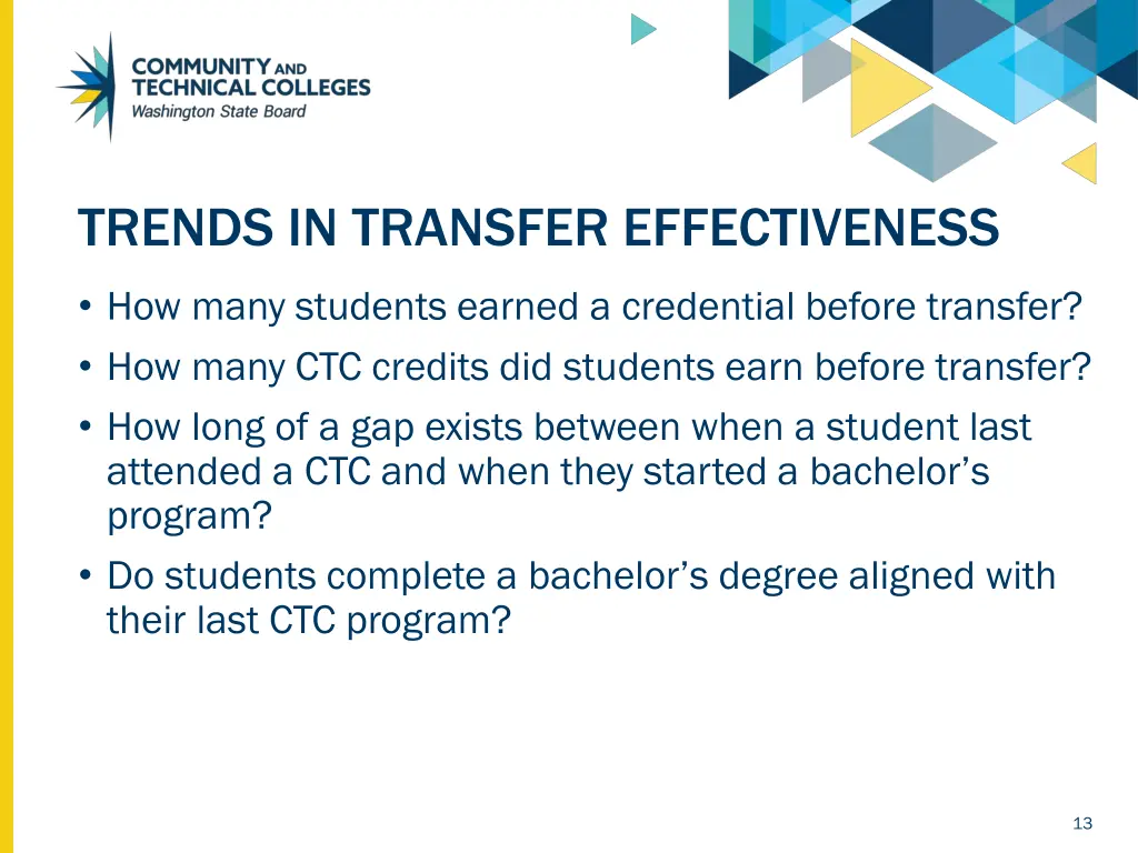 trends in transfer effectiveness
