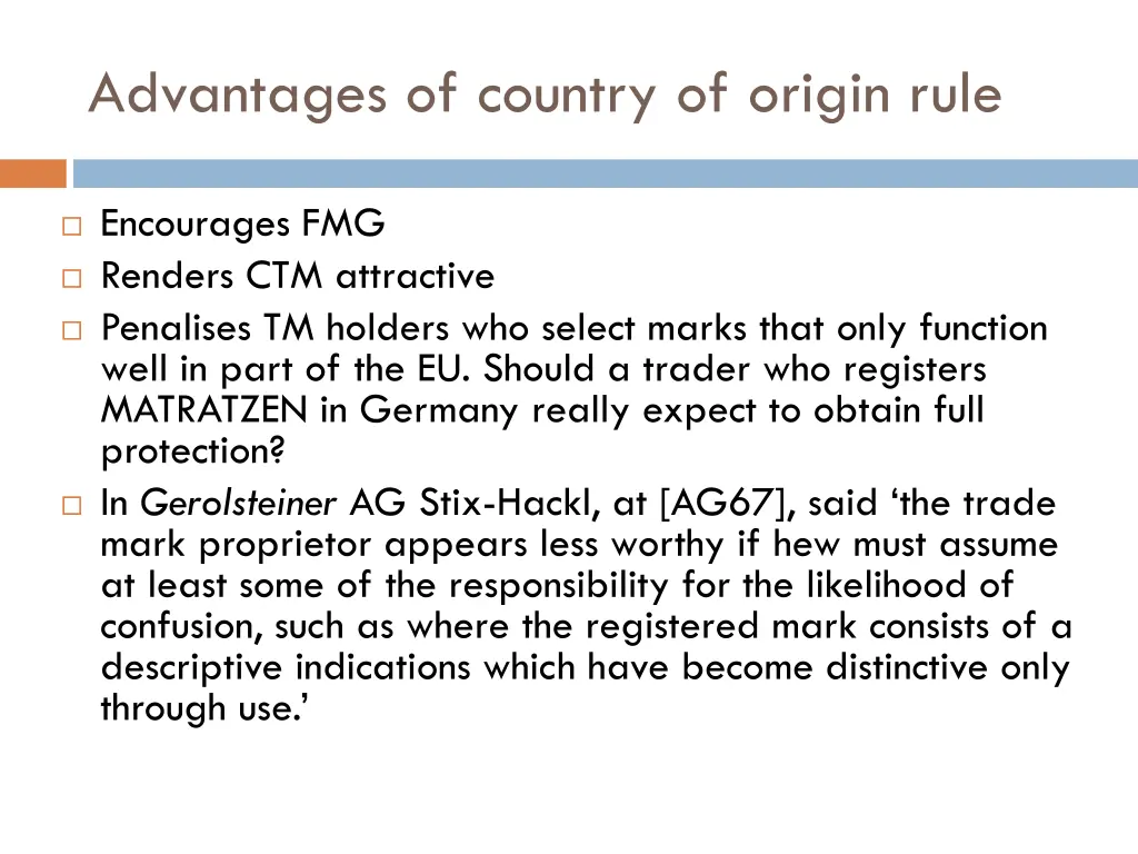 advantages of country of origin rule