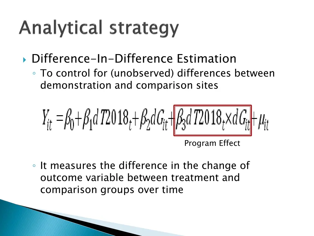 difference in difference estimation to control