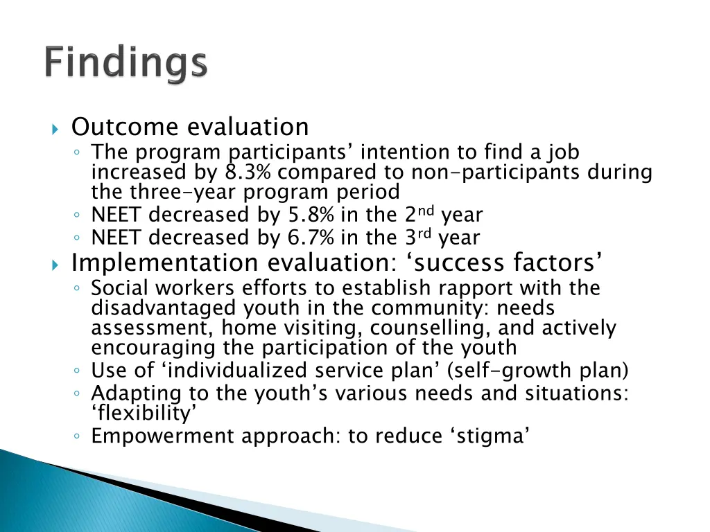 outcome evaluation the program participants