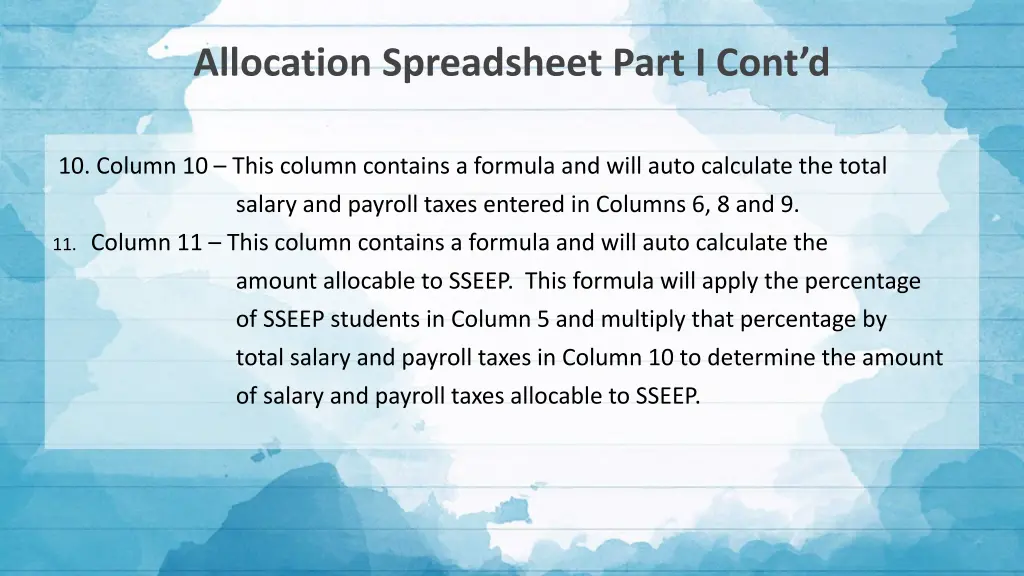 allocation spreadsheet part i cont d 1