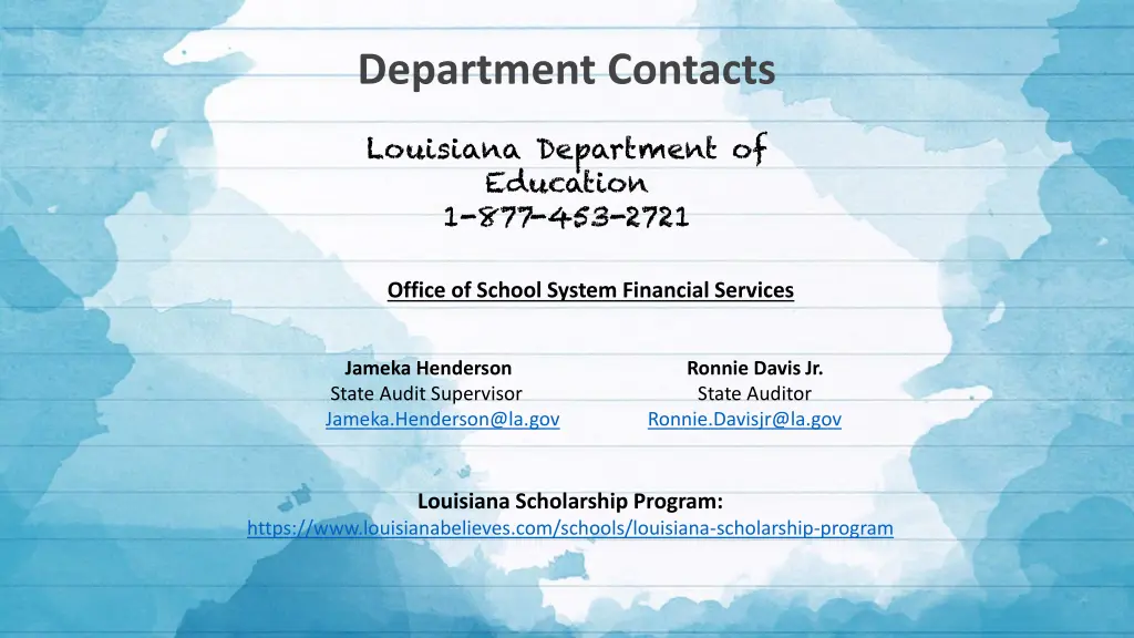 department contacts