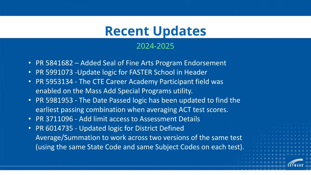 recent updates