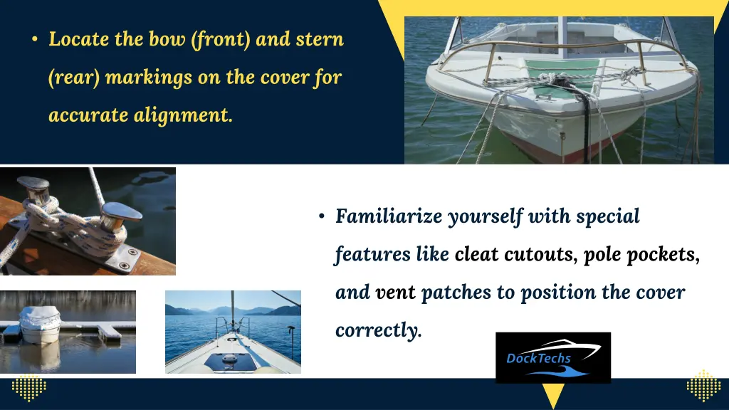 locate the bow front and stern