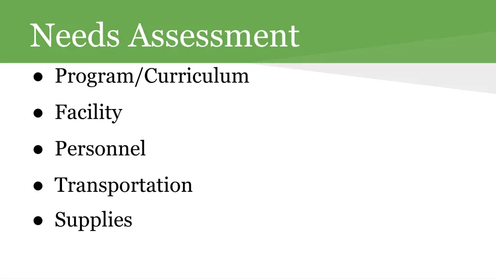 needs assessment program curriculum