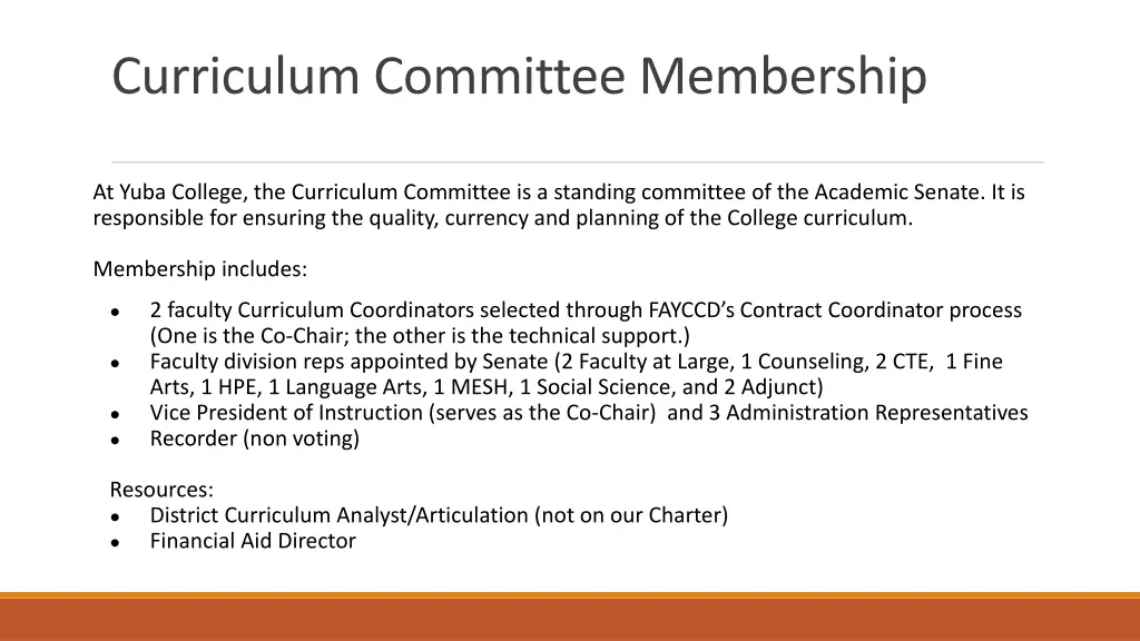 curriculum committee membership