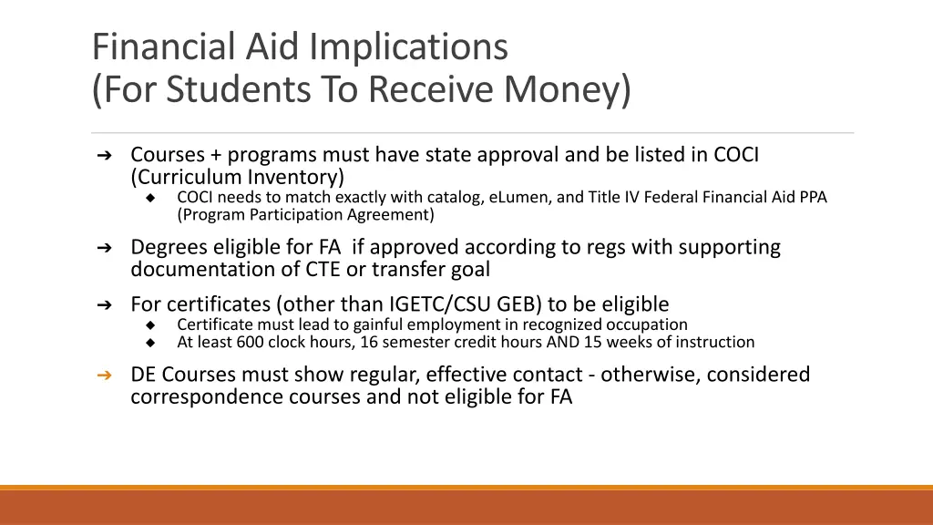 financial aid implications for students