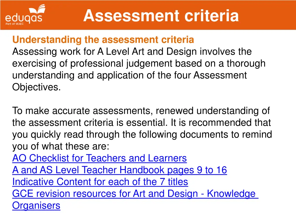 assessment criteria