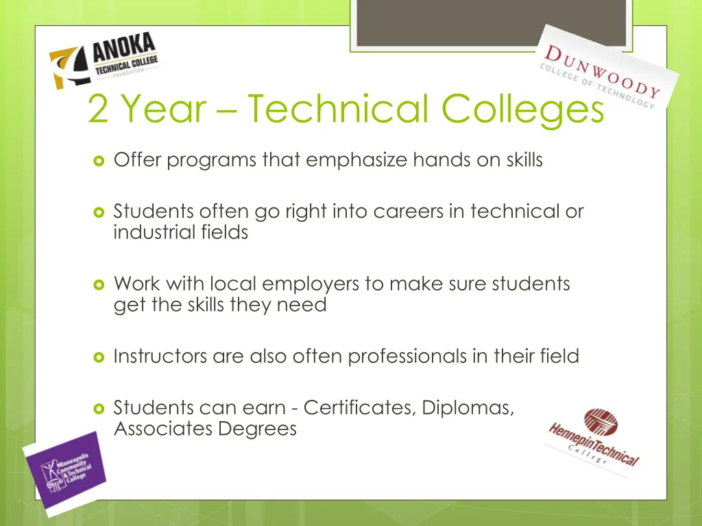2 year technical colleges