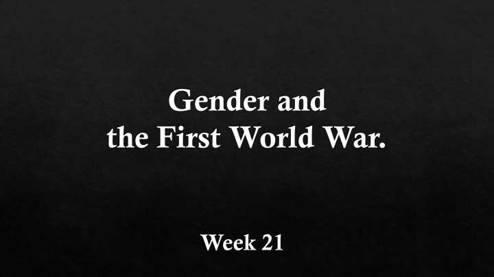 gender and the first world war
