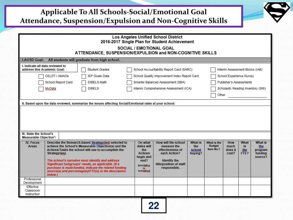 applicable to all schools social emotional goal