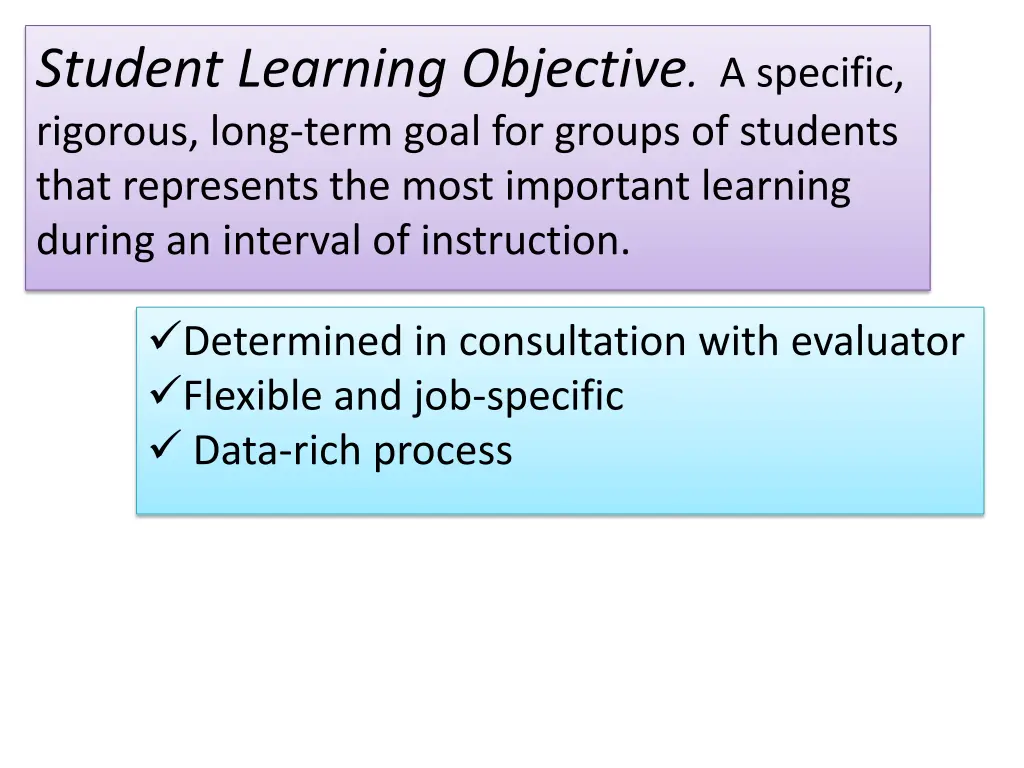 student learning objective a specific rigorous