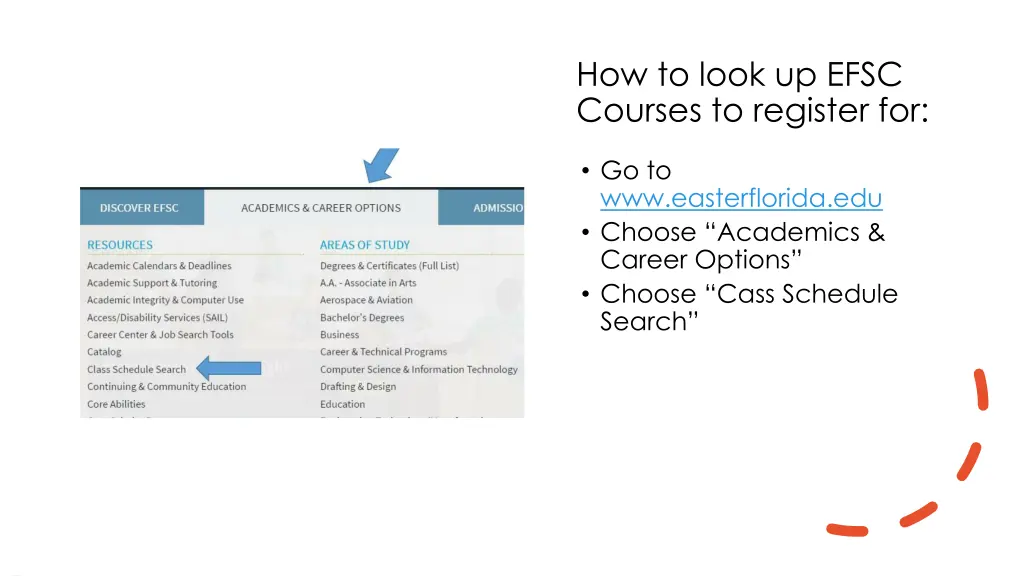 how to look up efsc courses to register for
