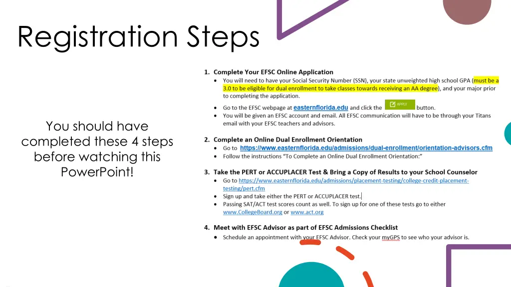 registration steps