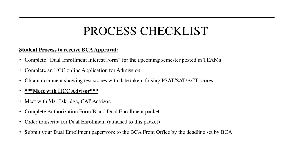 process checklist