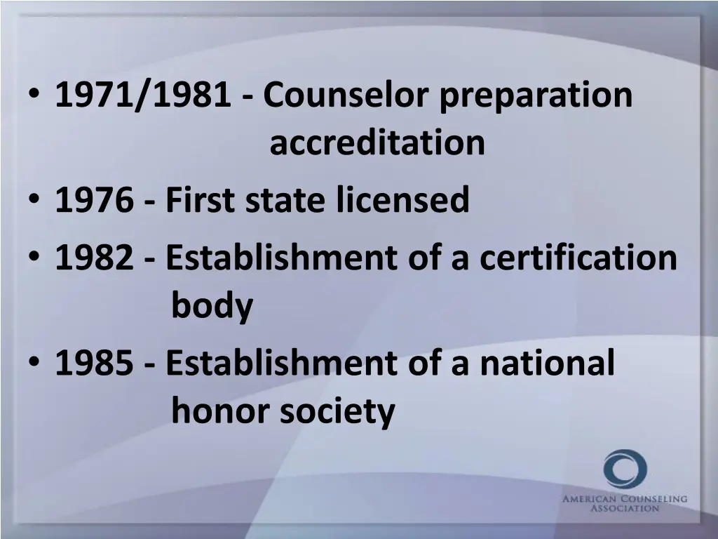 1971 1981 counselor preparation accreditation