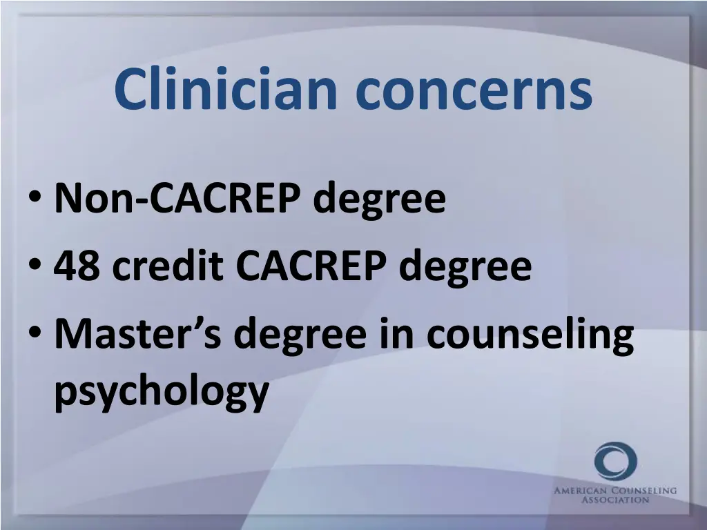 clinician concerns